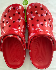 Crocs Classic Style Rare Edition Valentine w/Hearts Cherry Red NWT M7/W9 B-5