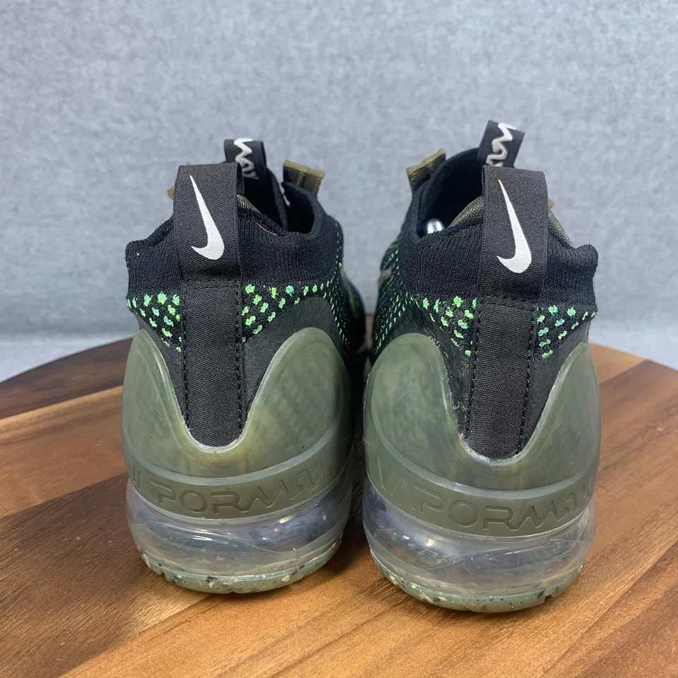 Nike Air Vapormax 2021 FK Shoes 'Black Clorophyll' Cargo Khaki Green Flyknit - Image 4 of 4