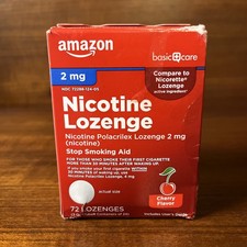 Amazon Basic Care Nicotine Polacrilex Lozenge 2 mg 72 Count Cherry Exp 03/2027