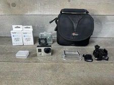 GoPro HERO 3 Action Camera CHDHX-301 Bag Hard Case 2 New Batteries Silver