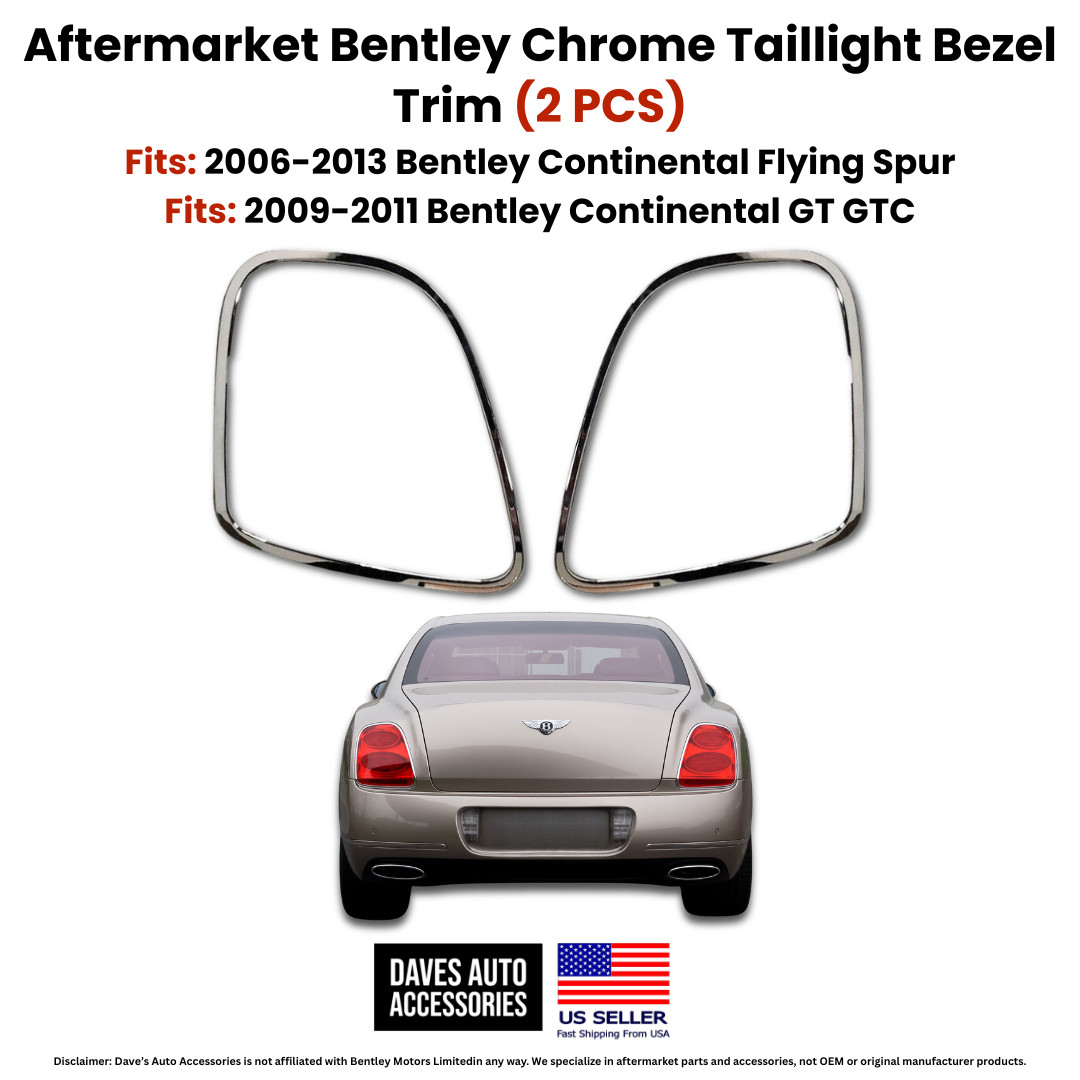 OE Style Chrome Tail Light Bezel Rings Bentley GT GTC Flying Spur