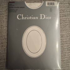 Vtg Christian Dior pantyhose 4479 Control Top Ultra Sheer Sandalfoot White Sz1