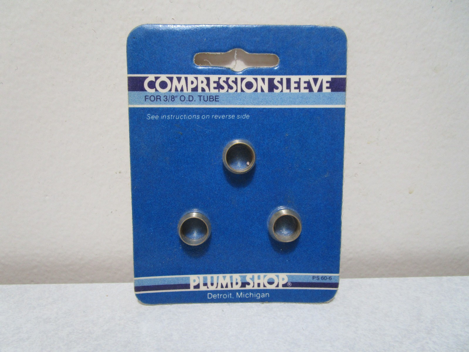 PLUMB SHOP 3/8'' IN INCH BRASS COMPRESSION SLEEVE FITTING 3 PC PACK LOOK READ