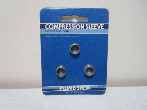 PLUMB SHOP 3/8'' IN INCH BRASS COMPRESSION SLEEVE FITTING 3 PC PACK LOOK READ