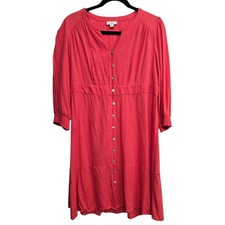 J.Jill Coral Midi Dress Small Casual Lagenlook Minimalist Coastal Grandma Boho