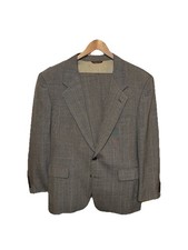 2 Piece Grey Checkered Mens Suit With Sizing Measurements In The Pictures