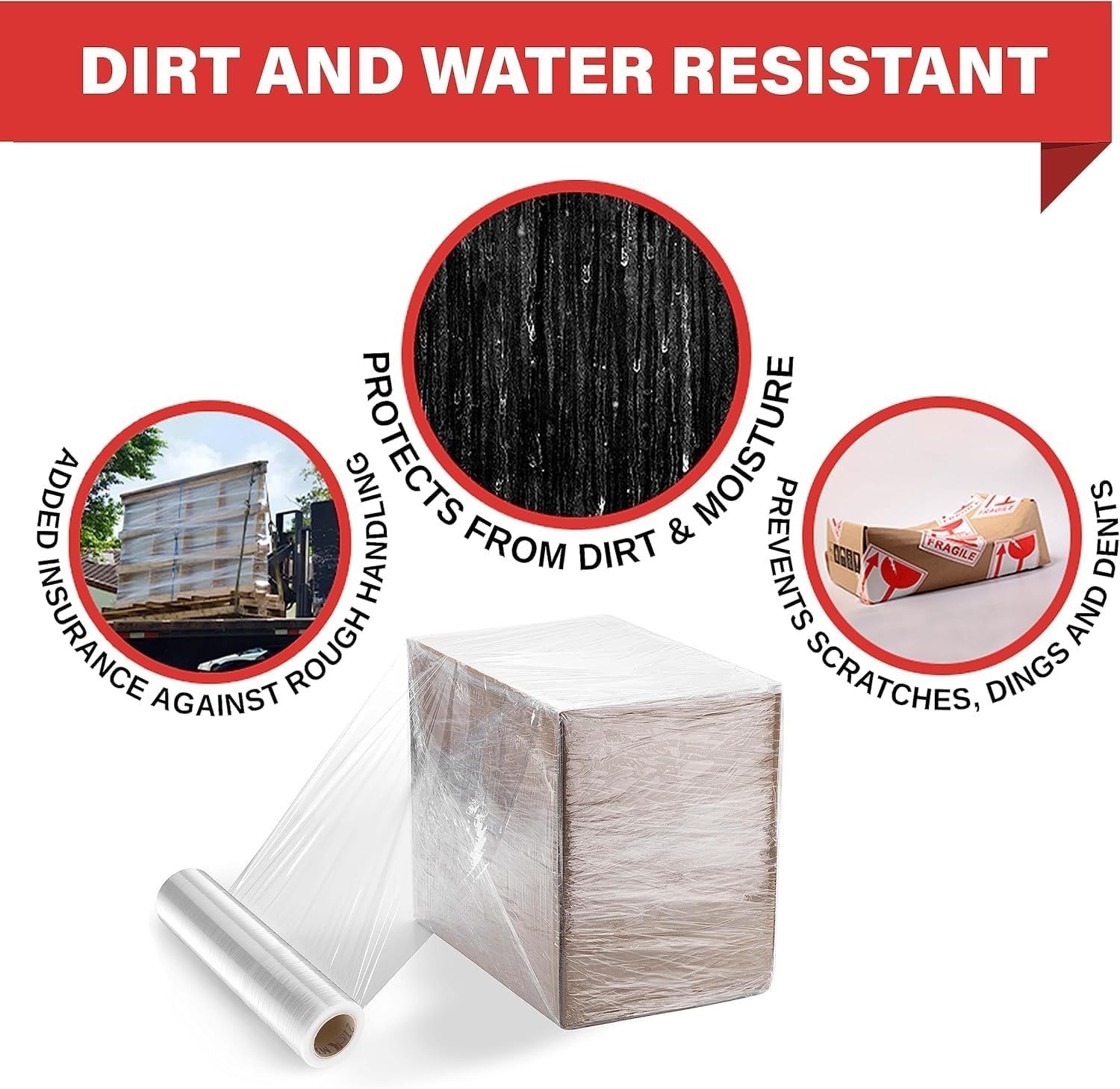 Durable 4-Pack Stretch Wrap - 17.5" Clear Industrial Film for Moving Supplies