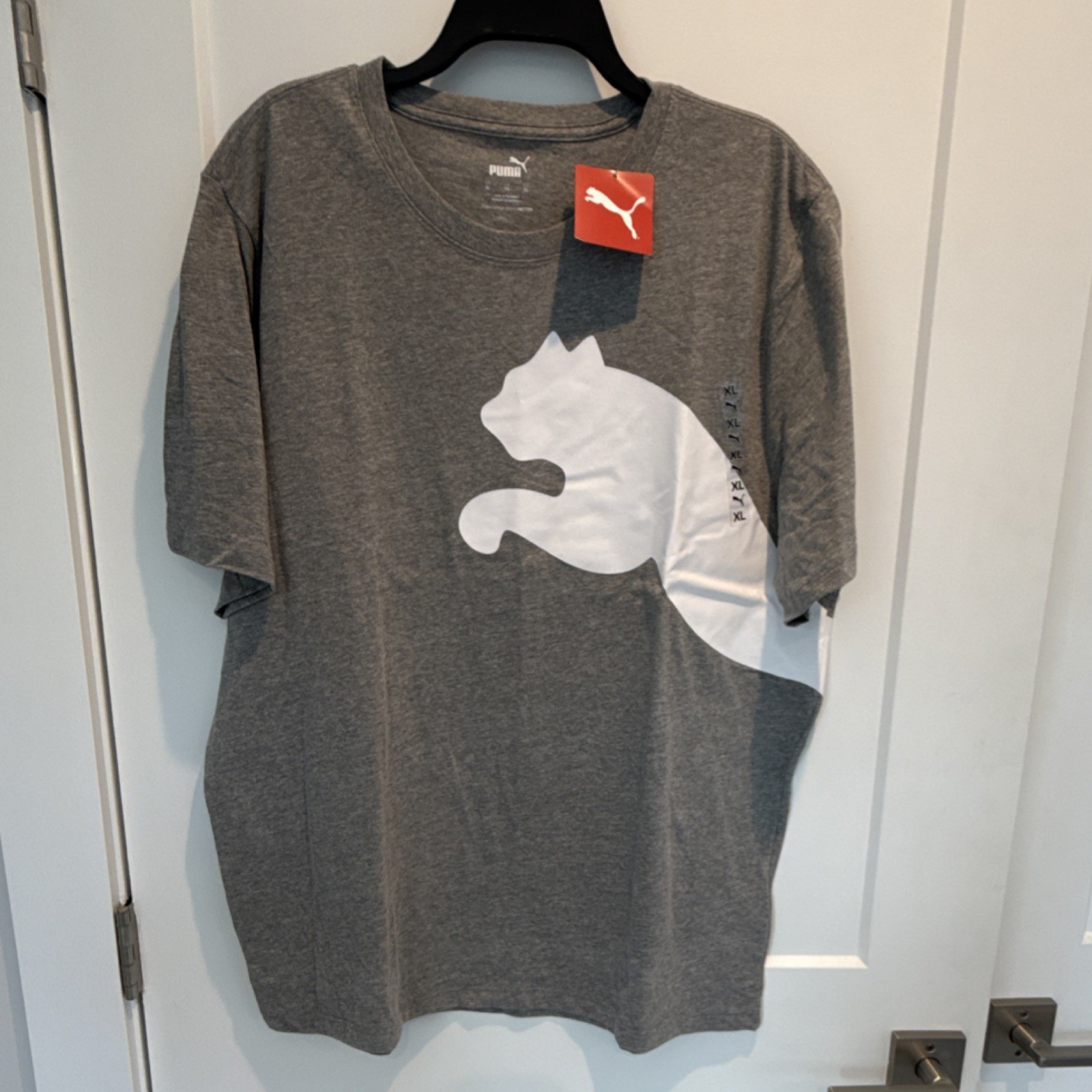 PUMA Men's Short Sleeve T-Shirt Crew Neck Grey, Size XL