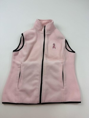 Breast Cancer Vest Womens Small Pink Fleece Full Zip Embroidered Port Authority