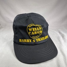 Wells Cargo Barrys Trailers Hat Men OS Black Snapback Cap Made In USA Vintage