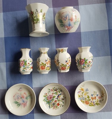 Aynsley Cottage Garden Pembroke Little Sweetheart Wildrose, 6 Vasen & 3 Schalen