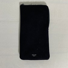 CELINE PARIS Black Suede Soft Large Sunglasses Eyeglasses Case