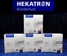 4x Hekatron Genius Plus Smoke Alarm NEW Original Packaging with 10-Year Battery & Adhesive Pad