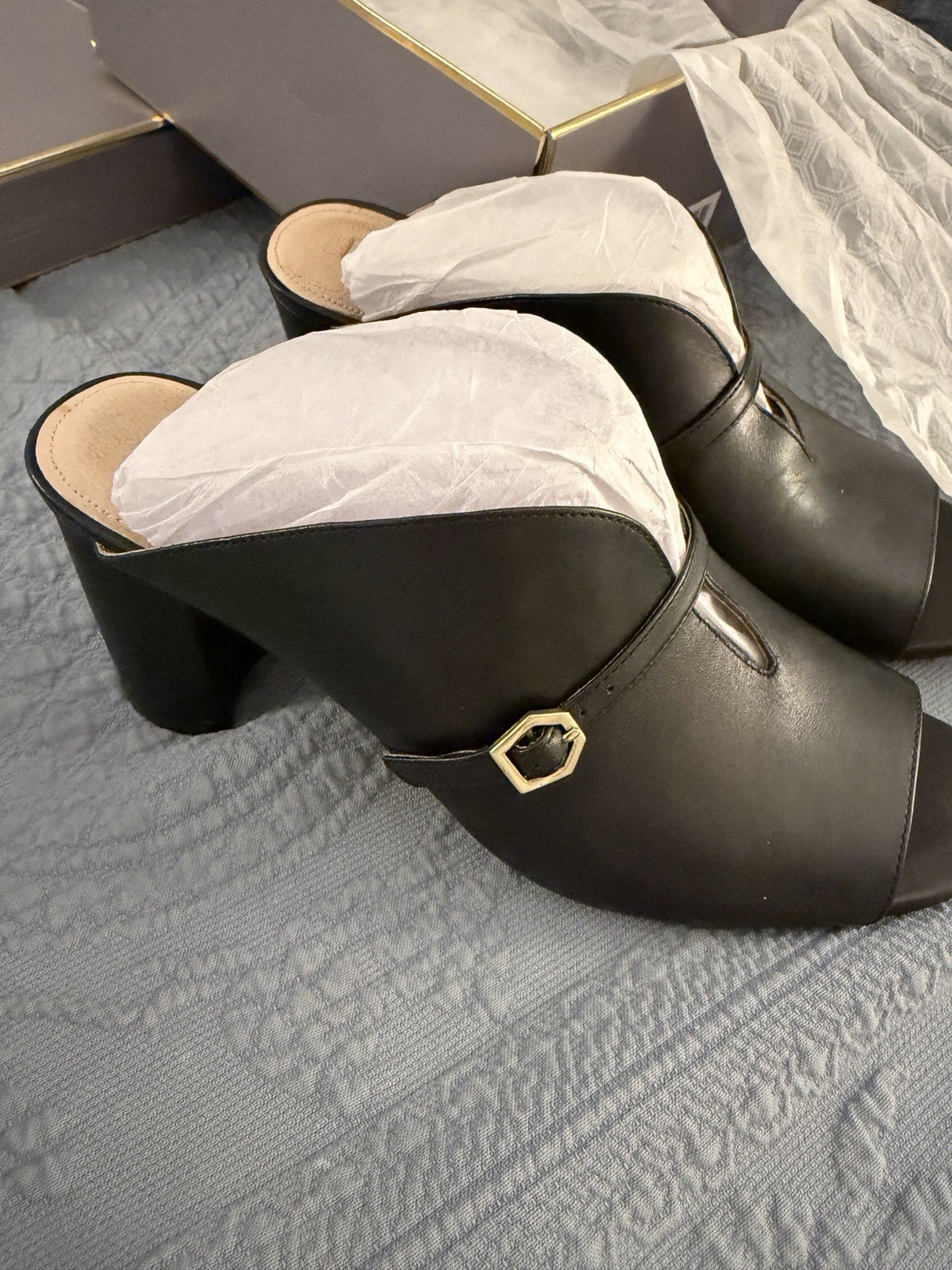 louise et cie womens shoes Black Leather Dress Mule Sandal