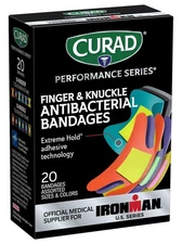20 Ct CURAD Performance Series IRONMAN Antibacterial Bandages, Flexible Fabric