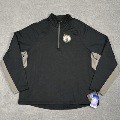 Boston Celtics 1/4 Zip Pullover Black Men XL NBA Performance Jacket Casual OTS