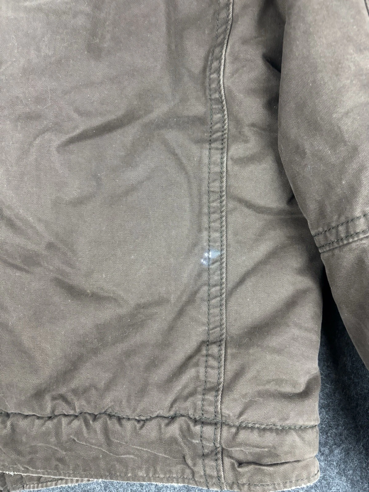 Abercrombie & Fitch Adirondack Jacket Canvas Fur Lined Brown Fade Vintage Mens L - product detail image 7