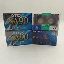 TDK SA 90 High Bias Type II Cassette Tapes  Factory Sealed Lot Of 2 Plus Sony 