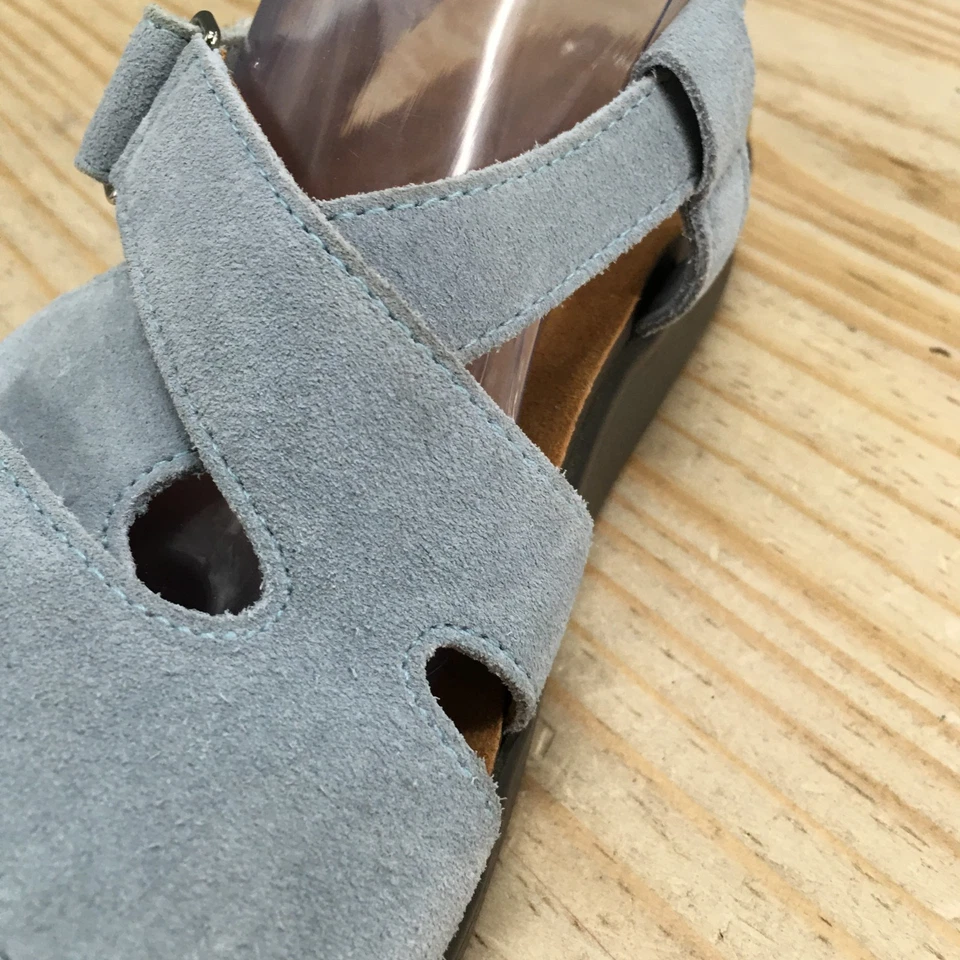 SAS Sandals Womens 9.5 Wide Huggy Slingback Light Blue Buckle Strap Casual Wedge - Image 4 of 4