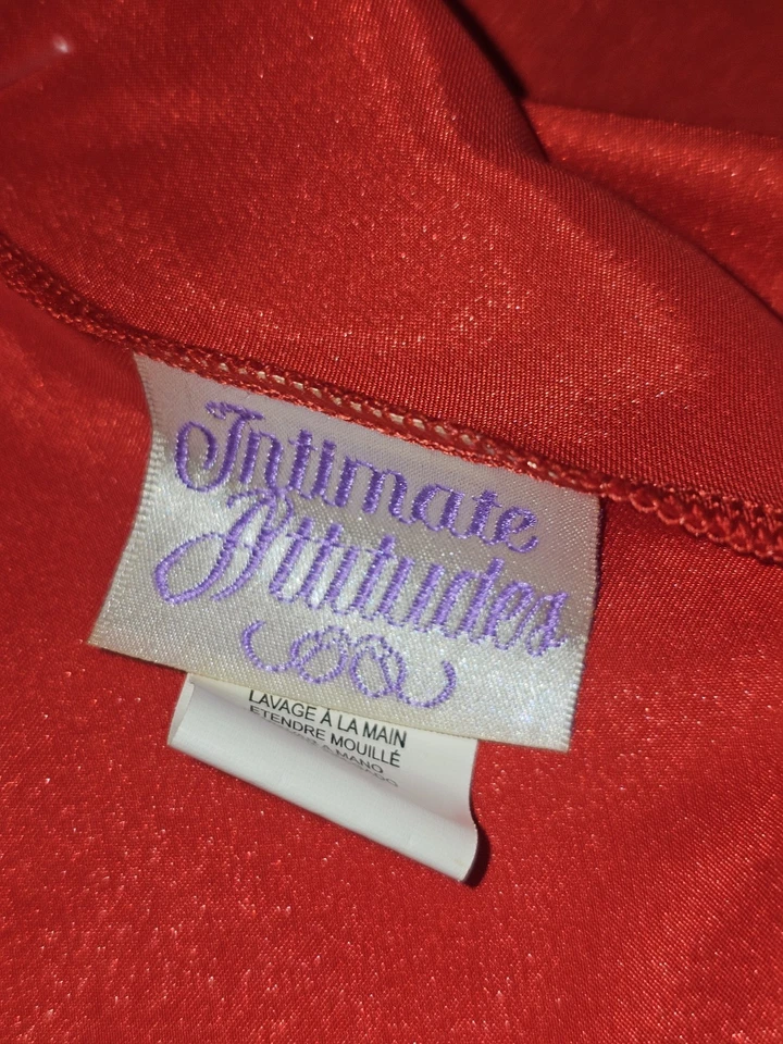 Lencería Babydoll Vintage Intimate Attitudes Satén Encaje Transparente Roja Para Mujer Talla 2X Foto 2 de 4