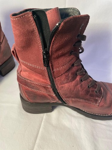 Taos Crave Rugged Leather Suede Mid-Calf Lace Up Women's Boots Sz 7-71/2 Euro 38 - Afbeelding 3 van 10