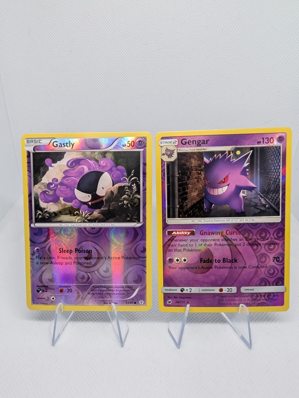Gengar - 38/111 Crimson Invasion & Gastly - 33/83 Generations. Pokemon TCG - LP