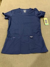 Cherokee Workwear Revolution Scrub Top Women XS Navy Blue Stretch V Neck Medical