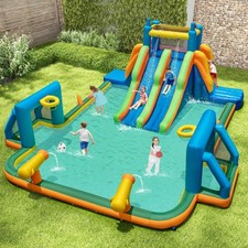Inflatable Bounce House Water Slide Castle with Basketball Soccer Pool