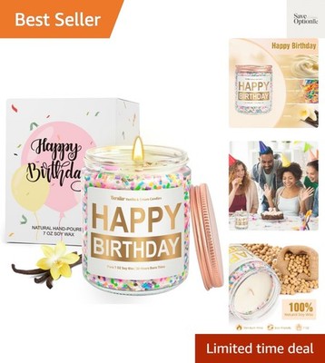 Candles for Birthday, Vanilla Cream Scented Candle 7OZ, Happy Birthday Candle...