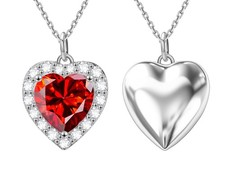 Heart Necklace for Women 925 Sterling Silver, Cubic Zirconia Heart Pendant Ch...