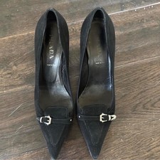 Vintage Prada Suede Black Kitten Heels with silver buckle size 36