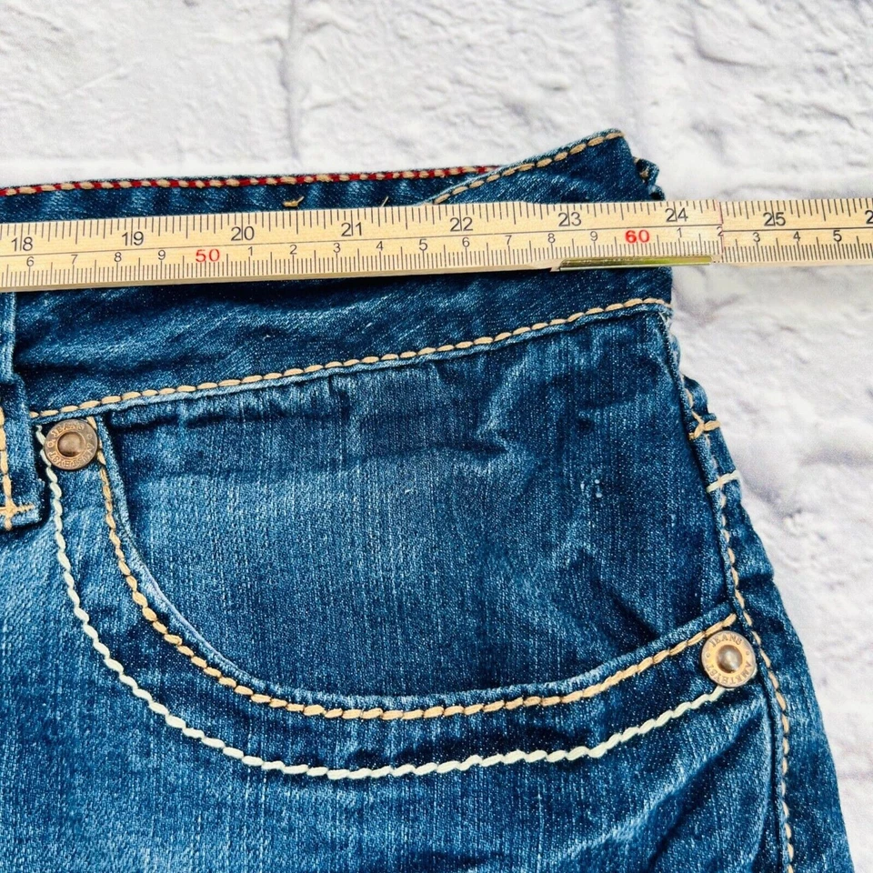 Denim corto de cintura alta amatista talla 24 azul medio bolsillos elásticos Foto 4 de 4