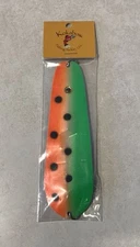 KOKABOW Dodger Trolling Fish Flasher 6” GREEN ORANGE BLACK DOT Trout Kokanee USA