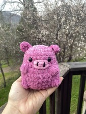 Handmade Crochet Amigurumi Pink Sitting Pig Plush/Plushie Stuffed Animal 4