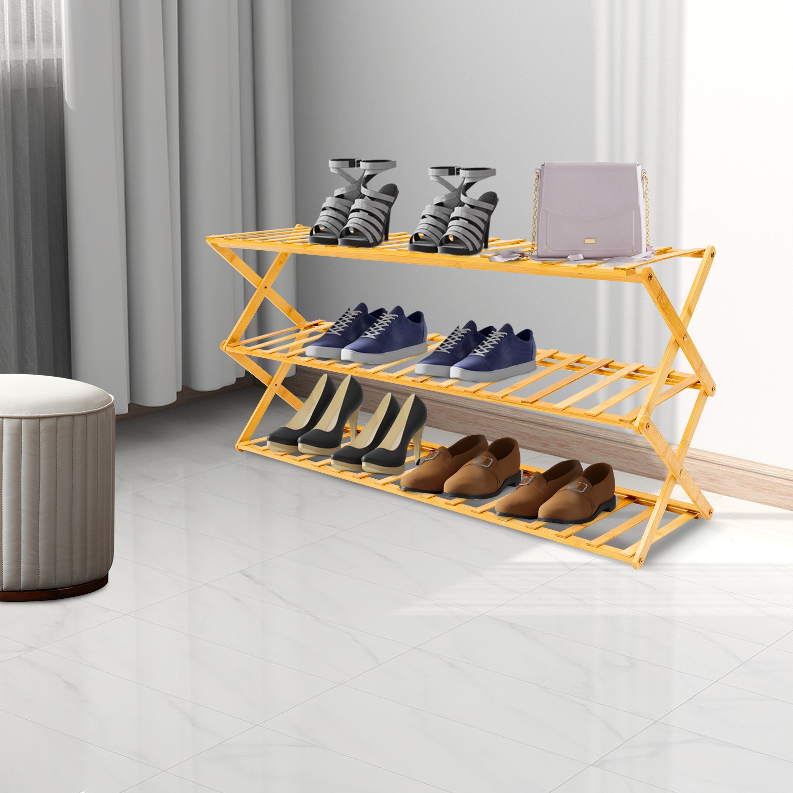 3-Tier Shoe Rack Organizer for Entryway Hallway Closet Living Room-image