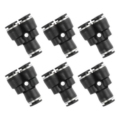 6 Pcs 3/16'' Tube OD Y Shape Union Push to Connect Fitting, Black