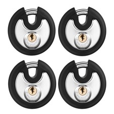 4 Pack 70 Mm Keyed Alike Padlocks Outdoor Round Stainless Steel Discus Pad Lock