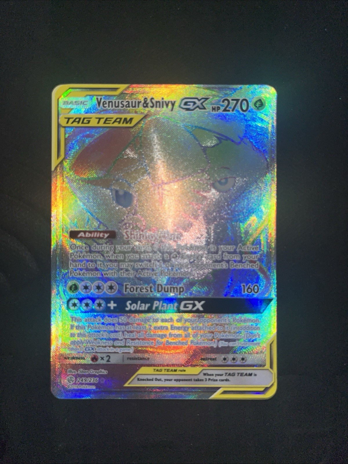 Venusaur & Snivy GX (Secret) 249/236 Sm-Cosmic Eclipse Holo
