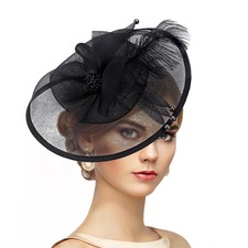 Feather Tea Party Fascinator - 2025 Derby Hat with Hairpin, 1920s 50s Hats fo...