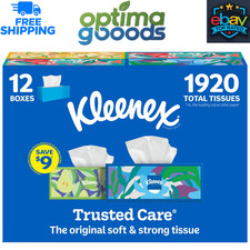 Kleenex Trusted Care 2-Ply Facial Tissues, 12 Boxes 160 Tissues Each.