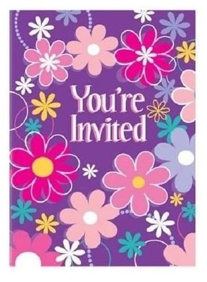Unique Party 8 Floral Party Invitation Cards - Multicolor