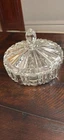 Vtg 1930s Anchor Hocking Old Cafe Candy Dish Lid Clear Round Molded Glass SG#68