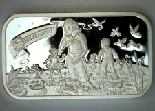 1974 E.J. Aleo & Co A Mother Is for All Seasons SUMMER Silver Art Bar 2 Oz .999