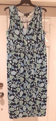 Harper 241 Women Maxi Dress Blue Floral Paisley Sleeveless Plus Size 2x