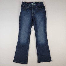 Tommy Hilfiger Womens Hipster Boot Cut Jeans Blue Faded Pockets Dark Wash 6