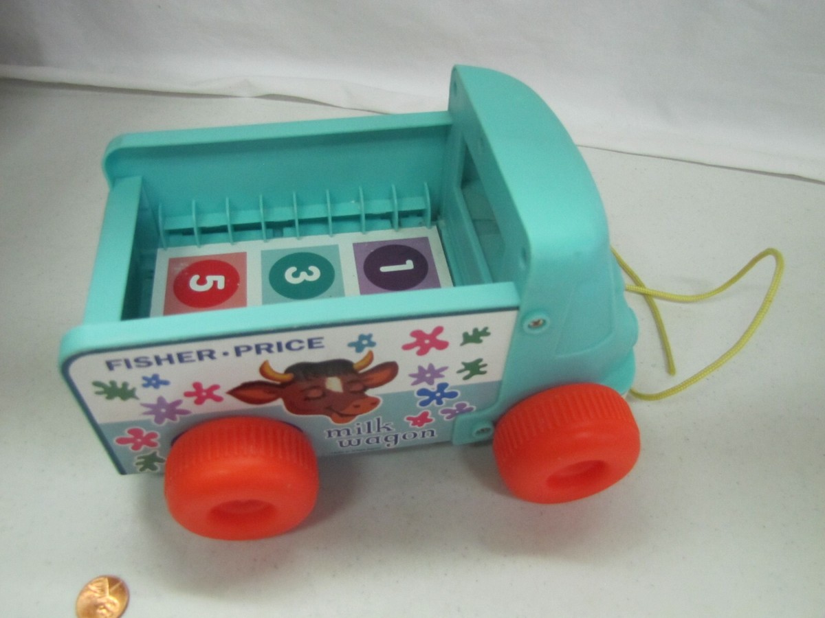 ヴィンテージ　フィッシャープライス　ミルクワゴン　トイストーリー　おもちゃ Fisher Price Milk Wagon Pull Toy Retro 2010 Version Mattel