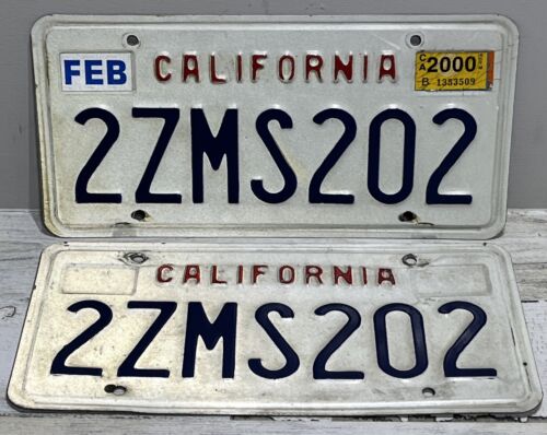 "Vintage 90er - 2000 California CA Nummernschild Paar ""2ZMS202""" - Bild 1 von 4