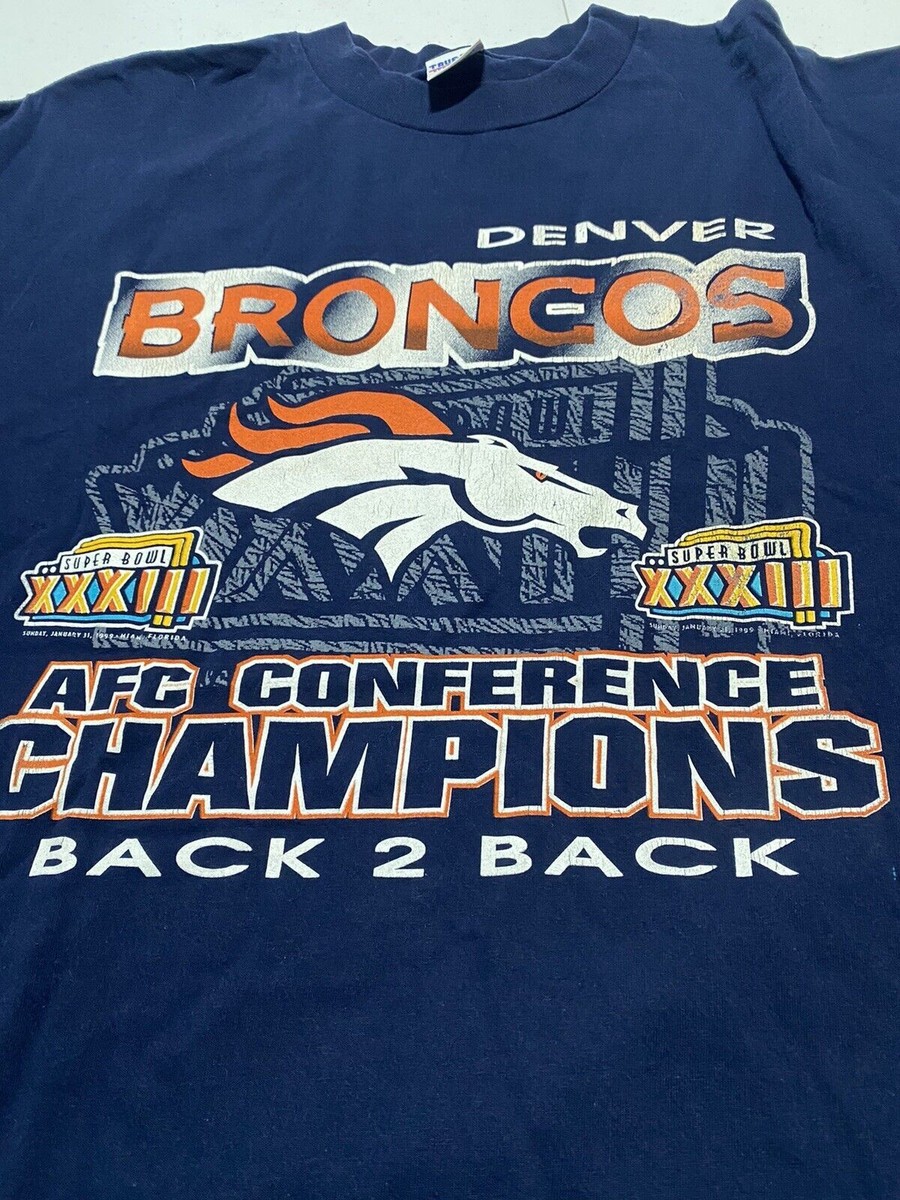 Vintage 90's Denver Broncos AFC Champions Super Bowl NFL T Shirt Size XL J8