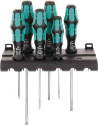 Wera 6 Piece Slotted & Phillips Screwdriver Set Round Shank, Ergonomic Handle...