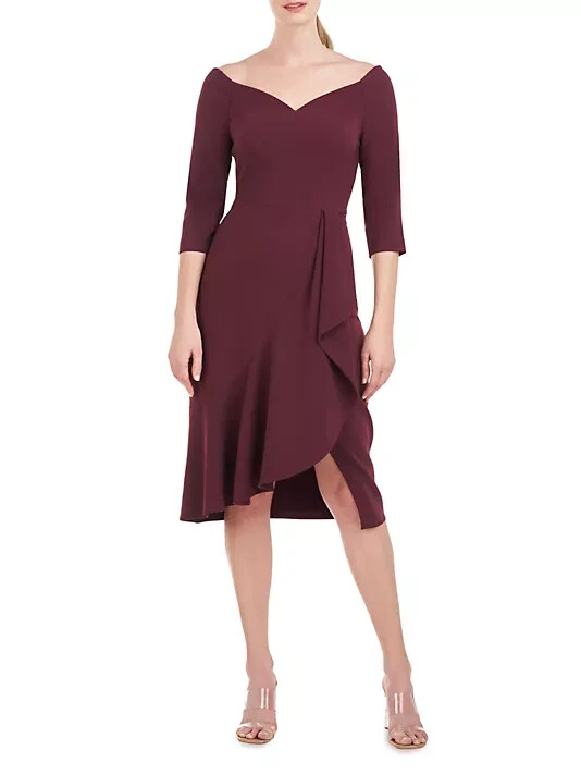kay unger dress Regina Tea Length shoulder si... Kay Unger Molasses Brown Izzy